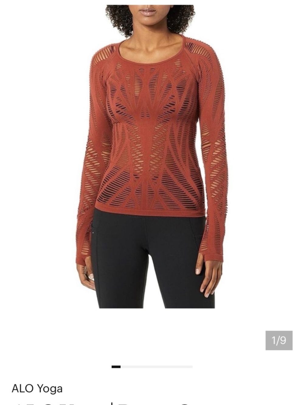 ALO Yoga Rust Cutout Long-Sleeve Knit Top wanderer long sleeve